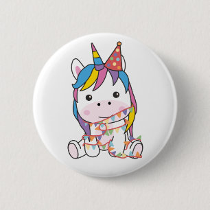 Badge Rond 5 Cm Anniversaire Unicorn Pour Enfants Un Bouton Annive