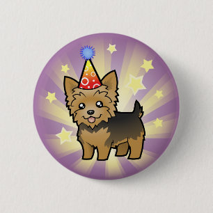 Badge Rond 5 Cm Anniversaire Yorkshire Terrier (cheveux courts
