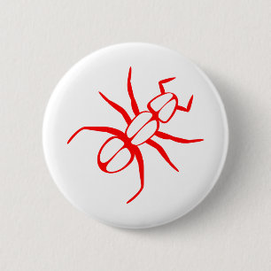 Badge Rond 5 Cm Ant Legs Antennas Rouge