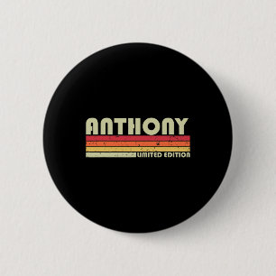 Badge Rond 5 Cm Anthony Nom Personnalisé Retro Vintage 80s 90s Bi