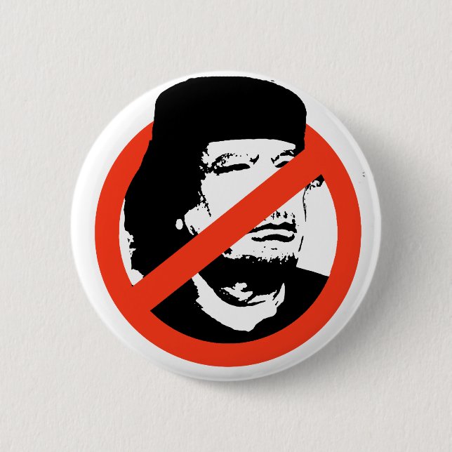BADGE ROND 5 CM ANTI-GADDAFI (Devant)