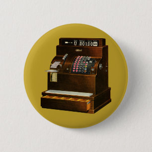 Badge Rond 5 Cm Antique caisse enregistreuse, commerce de détail V