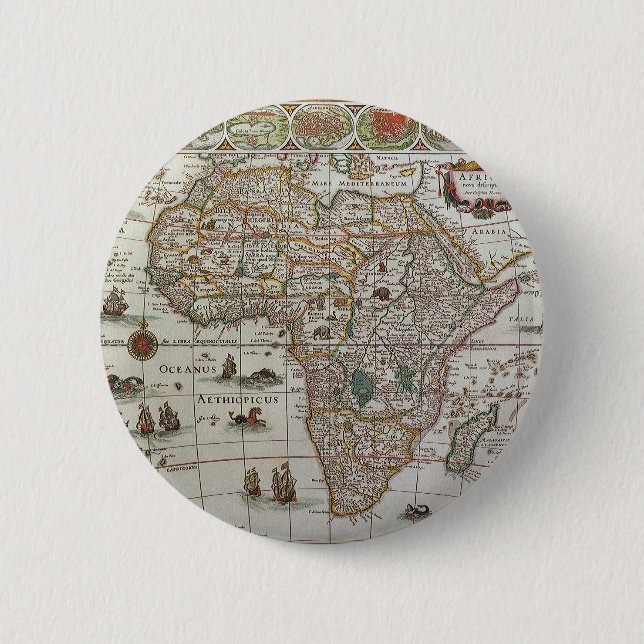 Badge Rond 5 Cm Antique carte du Vieux Monde de l'Afrique, c. 1 63 (Devant)