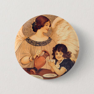 Badge Rond 5 Cm Antique française au chocolat