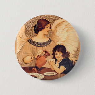 Badge Rond 5 Cm Antique française au chocolat