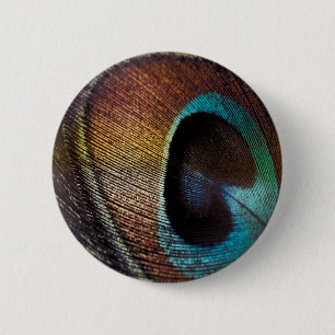 Badge Rond 5 Cm Antique Hues Peacock Feather Eye