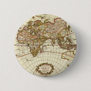 Badge Rond 5 Cm Antique World Map, c. 1680. By Frederick de Wit