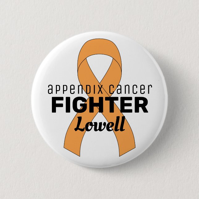 Badge Rond 5 Cm Appendice Bouton blanc du ruban cancéreux (Devant)