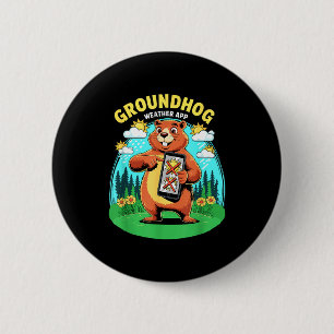 Badge Rond 5 Cm Application météo de marmotte prédiction de prévis