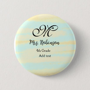 Badge Rond 5 Cm appréciation du professeur d'aquarelle jaune simpl