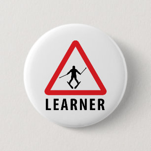 Badge Rond 5 Cm apprenant en ski
