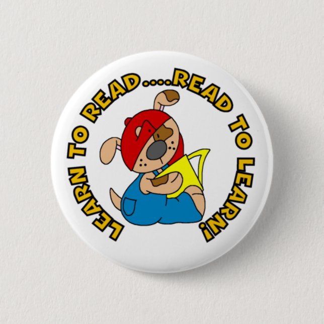 Badge Rond 5 Cm Apprenez à lire, lu pour apprendre (Devant)