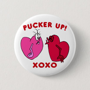 Badge Rond 5 Cm Appuyez sur le bouton Coeurs Valentine
