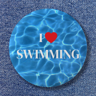 Badge Rond 5 Cm Aqua Blue J'adore Piscine