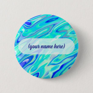 Badge Rond 5 Cm Aqua Blue Marble Texture Abstrait Motif liquide