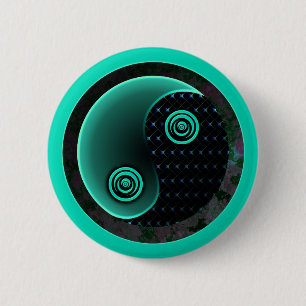 Badge Rond 5 Cm Aqua cosmique en équilibre Yin Yang