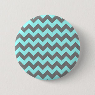 Badge Rond 5 Cm Aqua et gris zigzag