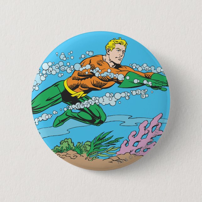 Badge Rond 5 Cm Aquaman Dash à travers l'eau (Devant)