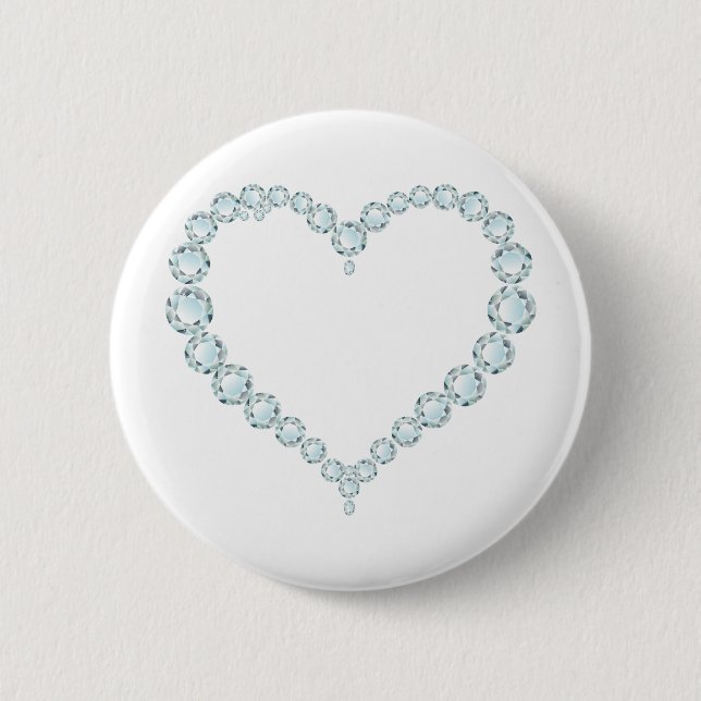 Badge Rond 5 Cm Aquamarine Gem Heart (Devant)
