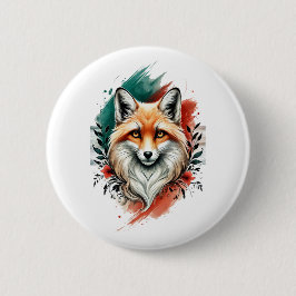 Badge Rond 5 Cm Aquarelle Art - Elégant Bouton Mystic Fox