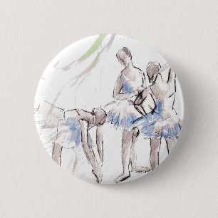 Badge Rond 5 Cm Aquarelle Ballet Danse Ballerina