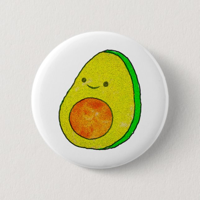 Badge Rond 5 Cm Aquarelle Cute Carton Avocado (Devant)