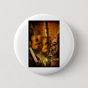 Badge Rond 5 Cm Aquarelle de guitares