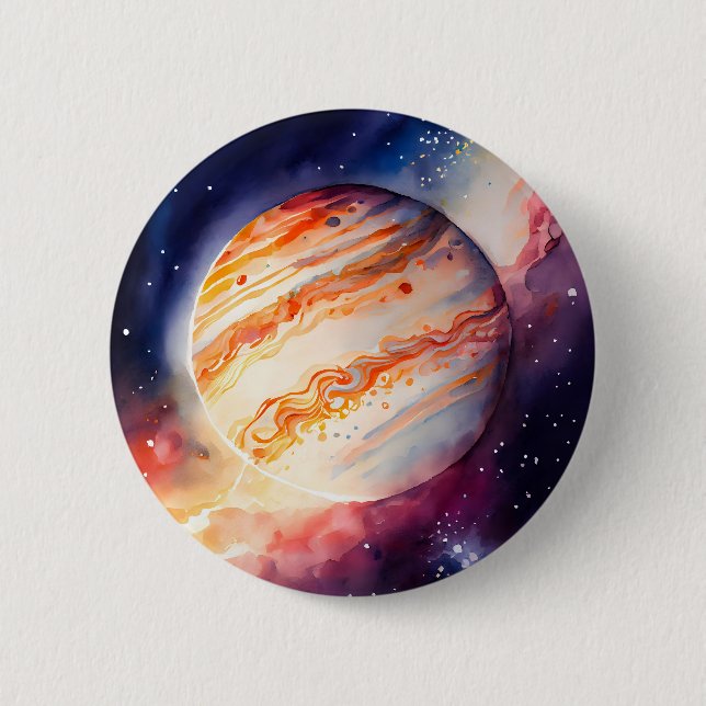 Badge Rond 5 Cm Aquarelle majestueuse Jupiter Art (Devant)