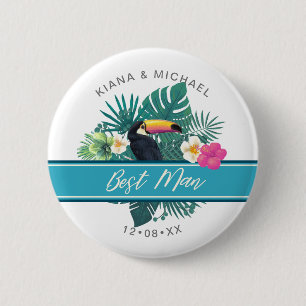 Badge Rond 5 Cm Aquarelle Meilleur Témoin Tropical Meilleur Témoin