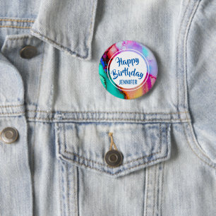 Badge Rond 5 Cm Aquarelle moderne en marbre Abstrait Design Annive