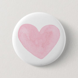 Badge Rond 5 Cm Aquarelle rose coeur mignon. Mariage romantique