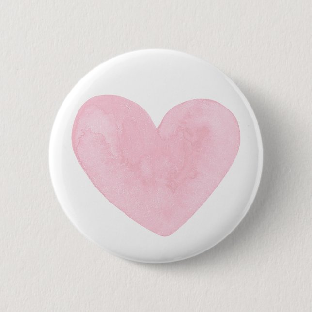 Badge Rond 5 Cm Aquarelle rose coeur mignon. Mariage romantique (Devant)