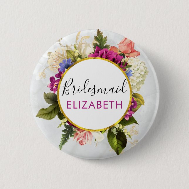 Badge Rond 5 Cm Aquarelle rose moderne Bouquet floral (Devant)