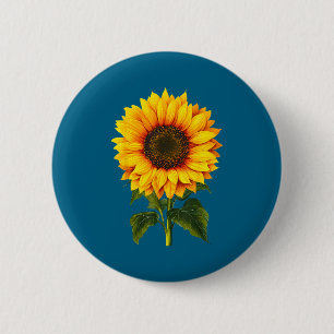 Badge Rond 5 Cm Aquarelle tournesol jaune jardin botanique été
