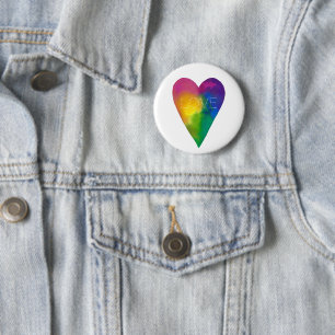 Badge Rond 5 Cm Aquarelle vibrante Coeur "Amour"