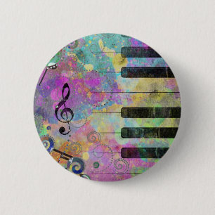 Badge Rond 5 Cm Aquarelles cool Plaques Piano coloré