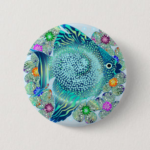 Badge Rond 5 Cm Aquarium Marine Fish