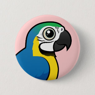 Badge Rond 5 Cm ara Bleu-et-jaune