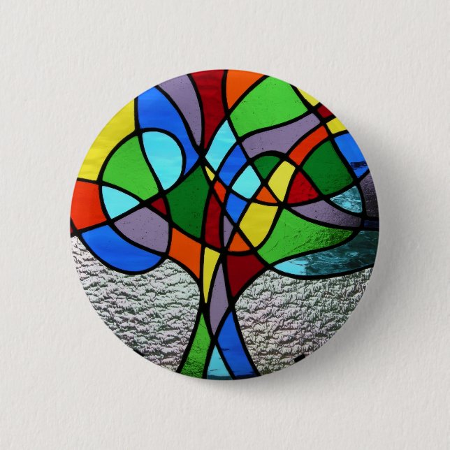Badge Rond 5 Cm Arbre abstrait d'insigne de la vie (Devant)