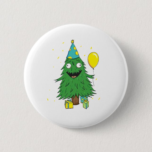 Badge Rond 5 Cm Arbre d'anniversaire de Noël (Devant)