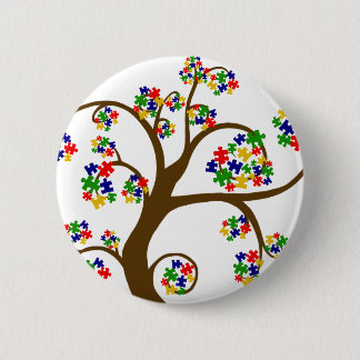 Badge Rond 5 Cm Arbre d'autisme de la vie