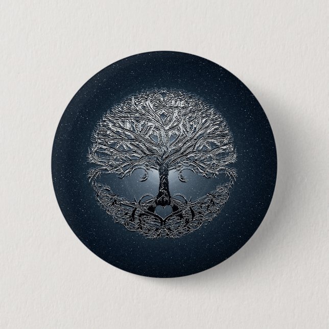 Badge Rond 5 Cm Arbre de bleu de nova de la vie (Devant)