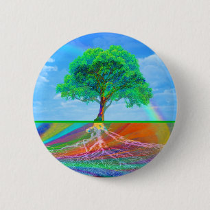 Badge Rond 5 Cm Arbre de bonheur de la vie