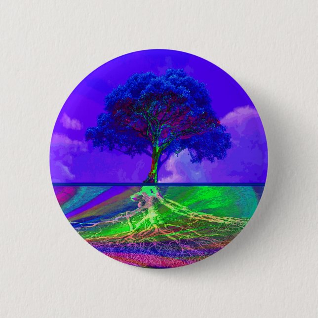 Badge Rond 5 Cm Arbre de l'accomplissement de la vie (Devant)