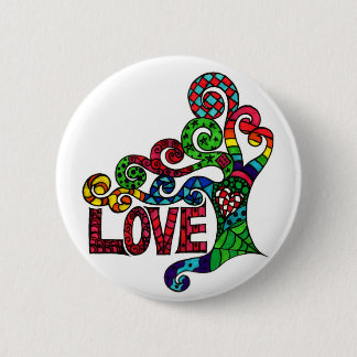 Badge Rond 5 Cm Arbre de l'amour - insigne hippie coloré de bouton