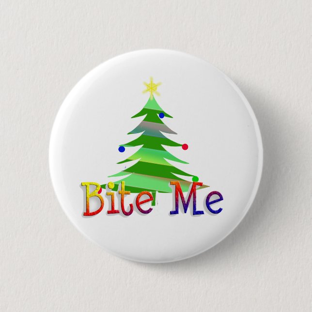 Badge Rond 5 Cm Arbre de Noël Bite Me (Devant)
