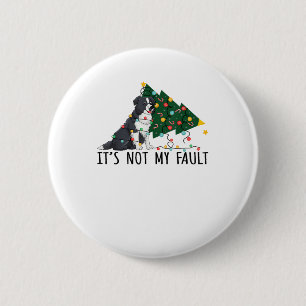 Badge Rond 5 Cm Arbre de Noël Ce n'est pas ma faute Bordure Collie