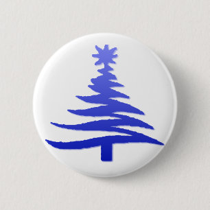 Badge Rond 5 Cm Arbre de Noël Cobalt bleu