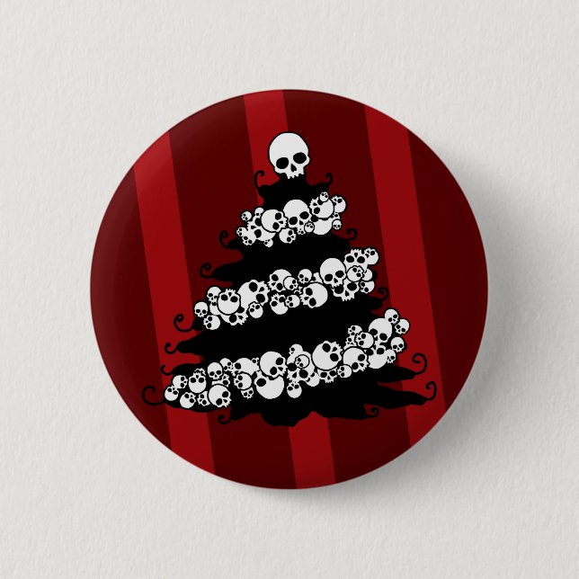 Badge Rond 5 Cm Arbre de Noël de guirlande de crâne (Devant)