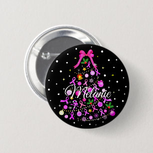 Badge Rond 5 Cm Arbre de Noël du cancer du sein